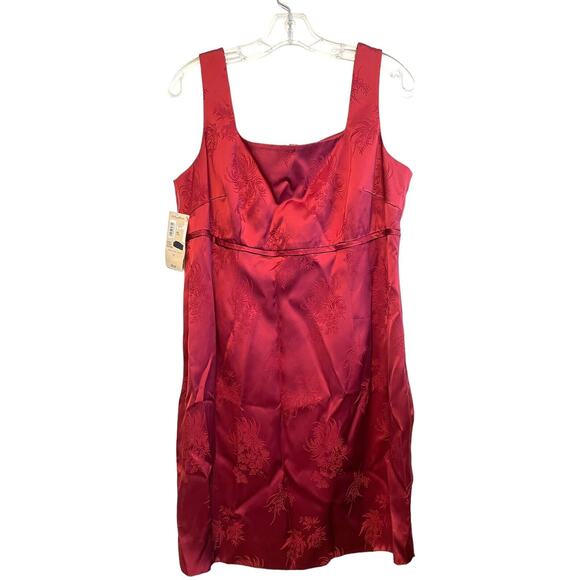 Nordstrom Classiques Entier Red Satin Sleeveless Mini Dress Size 12 NWT‎ Floral - Picture 1 of 9